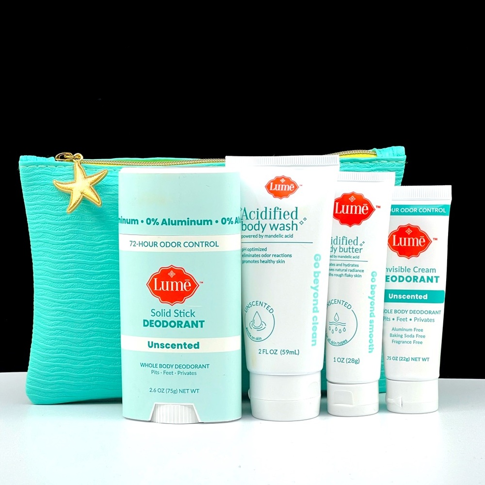 Unscented Solid & Cream Deodorant Acidified Body Wash & Butter Gift Bag Set